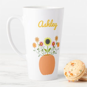 Erntedank Blume in Pumpkin Individuelle Name Milchtasse