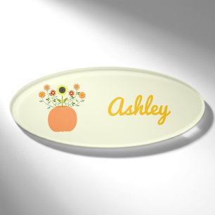 Erntedank Blume in Pumpkin Individuelle Name Namenschild