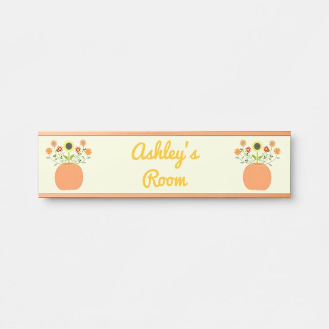 Erntedank Blume in Pumpkin Individuelle Name Türschild (Vorderseite )