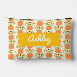 Erntedank Blume in Pumpkin Individuelle Name Zubehörtasche