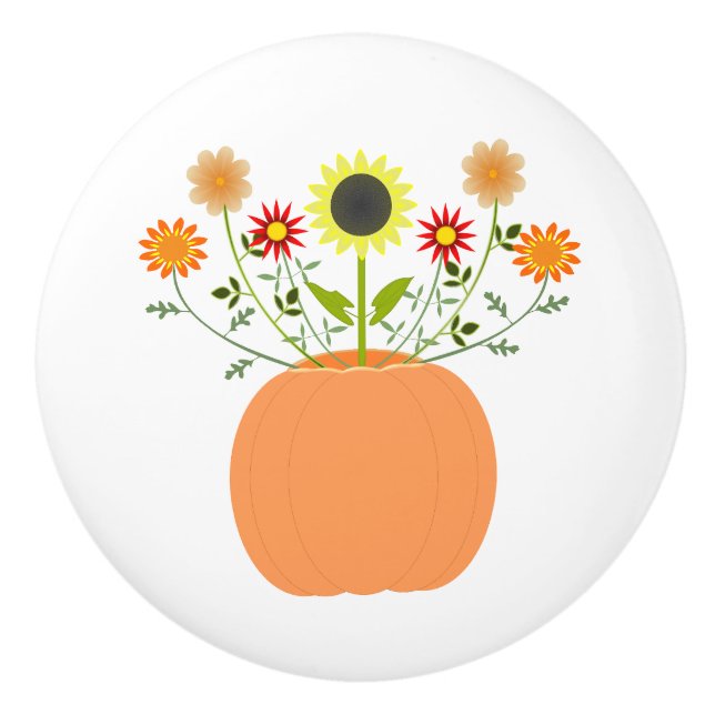 Erntedank Blume in Pumpkin Keramikknauf (Vorderseite)