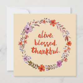 Erntedank Blume Kranz auf Beige Dankeskarte