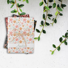 Erntedank Blume roter Mustername Geschenkpapier Set