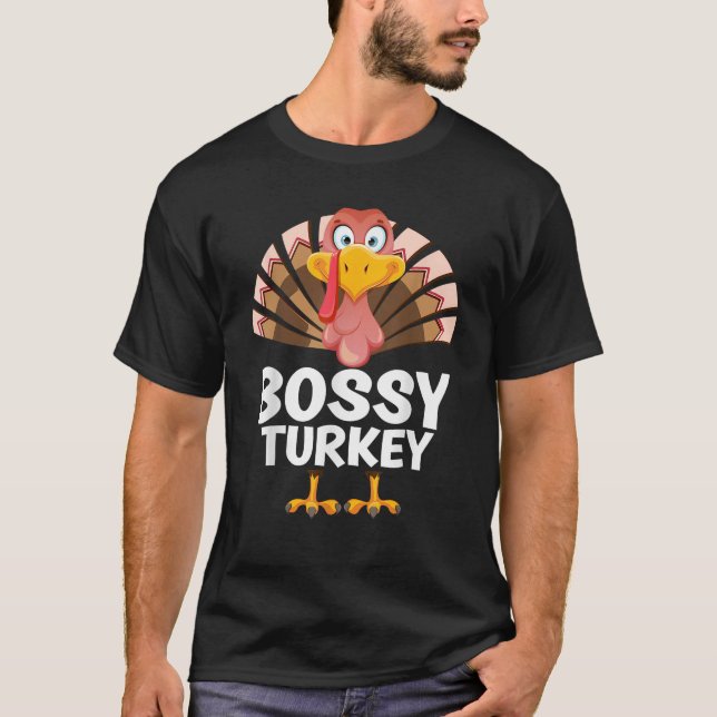 Erntedank Bossy Turkey Matching Pajama T-Shirt (Vorderseite)
