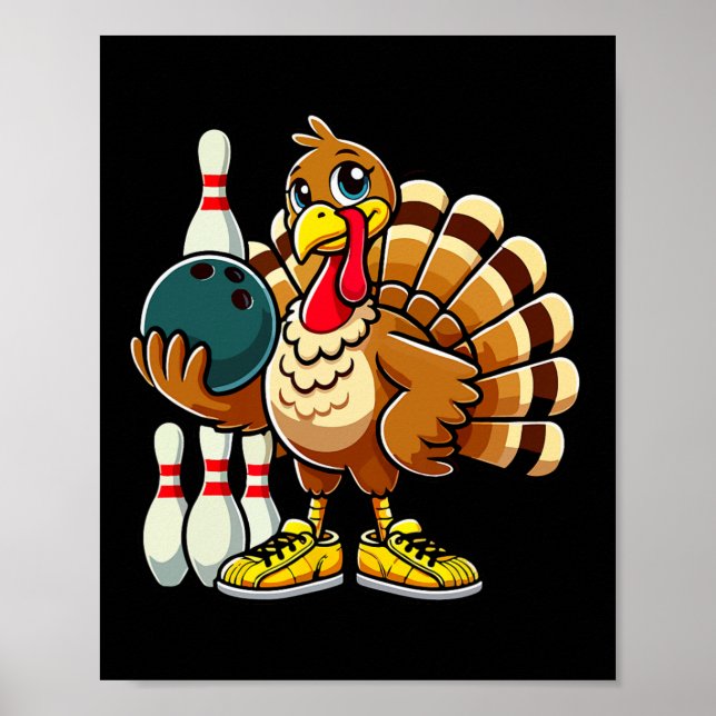 Erntedank Bowling Shirt Damen Männer Funny Türkei Poster (Vorne)