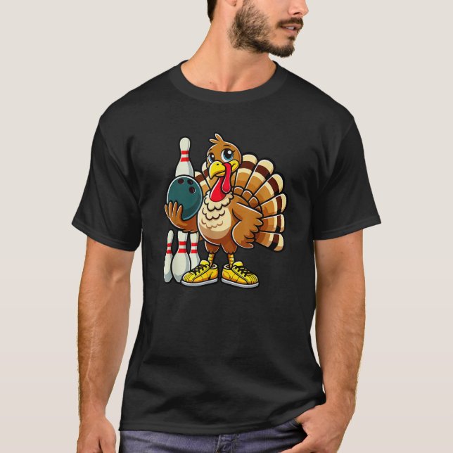 Erntedank Bowling Women Men Funny Turkey Bowlin T-Shirt (Vorderseite)