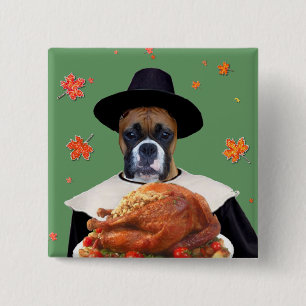 Erntedank-Boxer-Hund Button