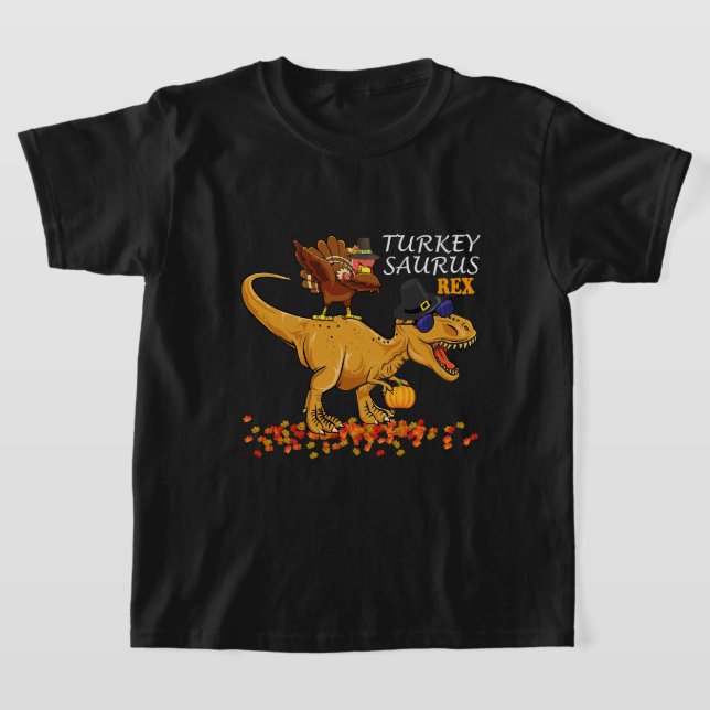 Erntedank Boys Turkey Saurus T Rex Dino Kinder Di T-Shirt (Ablage )