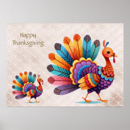 Erntedank Bright Feathers Turkey Poster