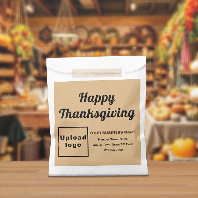 Erntedank Business Light Brawn Background Geschenktütchen (Light brown business brand with Thanksgiving greeting on paper bag)
