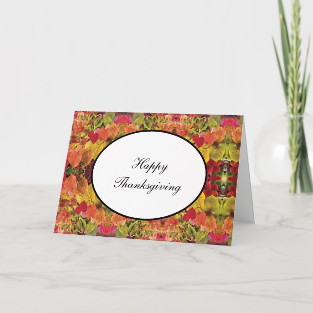 Erntedank Card Fall Redbud-Blätter Feiertagskarte (Vorderseite)