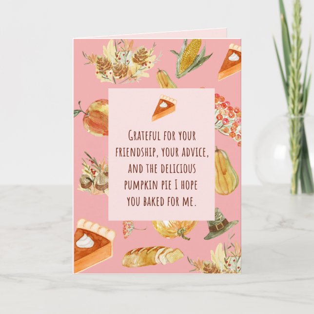 Erntedank Card - Funny Bring Kürbiskuchen Karte (Vorderseite)