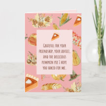 Erntedank Card - Funny Bring Kürbiskuchen