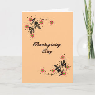 Erntedank Card, Lt. Orange mit Wirblen Blume Feiertagskarte