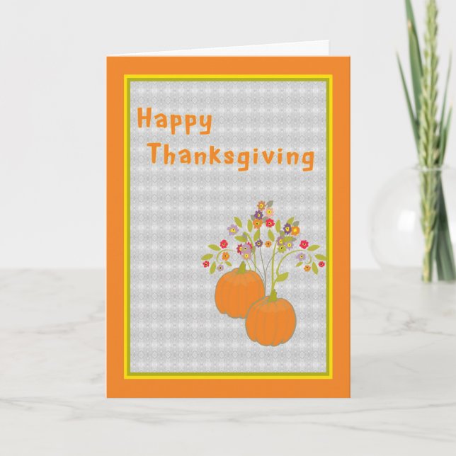 Erntedank Card Pumpkins & Blume Feiertagskarte (Vorderseite)