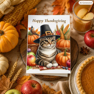 Erntedank Cat mit Pumpkins Holiday Feiertagskarte