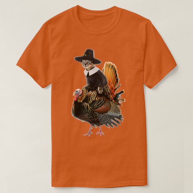 Erntedank Cat Pilgrim Kostüm Erntedank Turk T-Shirt (Design vorne)