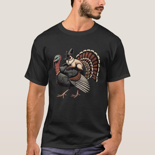 Erntedank Cat Pilgrim Kostüm Erntedank Turk T-Shirt (Vorderseite)