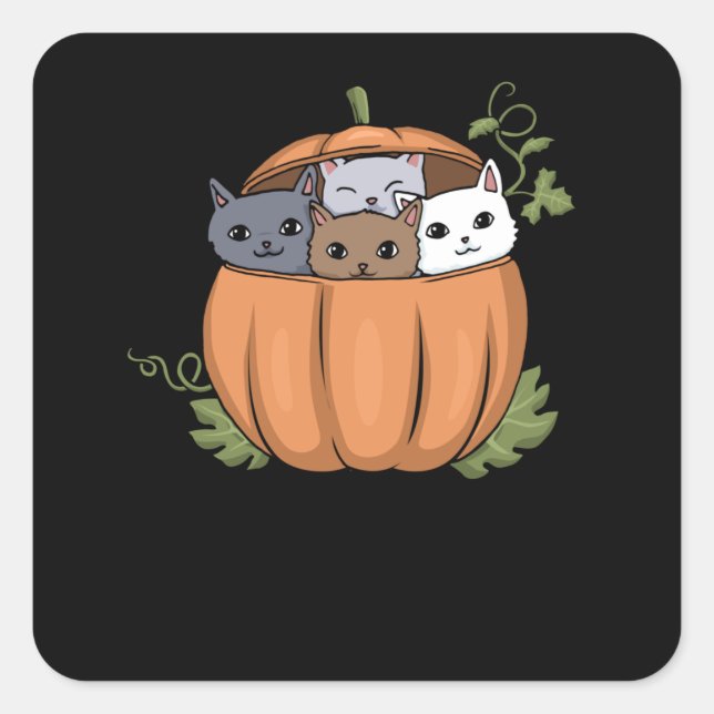 Erntedank Cat Pumpkin Pie Cat Mama Niedlich Kitten Quadratischer Aufkleber (Vorderseite)