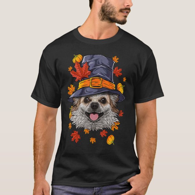 Erntedank Chihuahua Pilgrim Kostüm Dog Fall Au T-Shirt (Vorderseite)