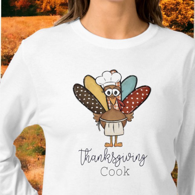 Erntedank Cook Türkei Schürze Koch Girl Funny T-Shirt (Von Creator hochgeladen)