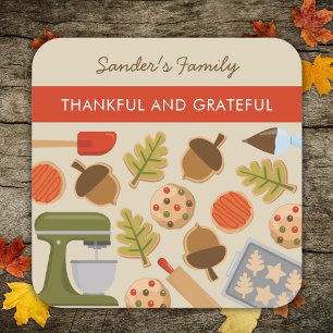 ERNTEDANK COOKIES DANKFÄLTIG UND SCHÖN QUADRATISCHER AUFKLEBER