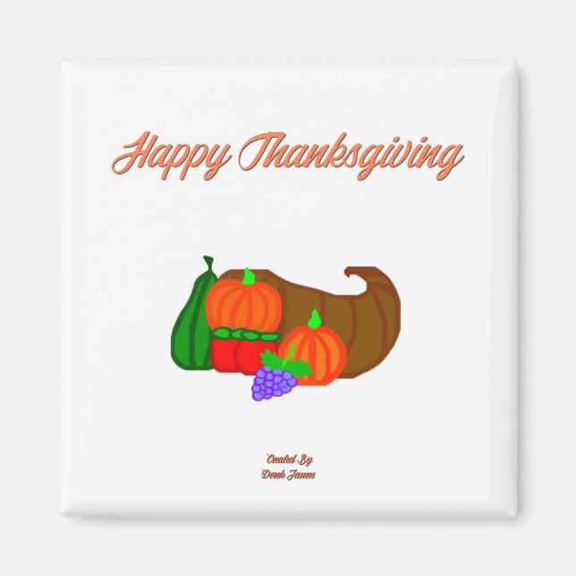 Erntedank Cornucopia 2 Inch Square Magnet (Vorne)