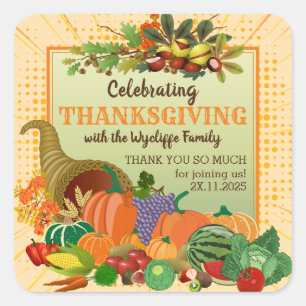 Erntedank Cornucopia Abundance Horn von viel Quadratischer Aufkleber