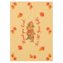 Erntedank Cornucopia"Danke Lord"Tablecloth