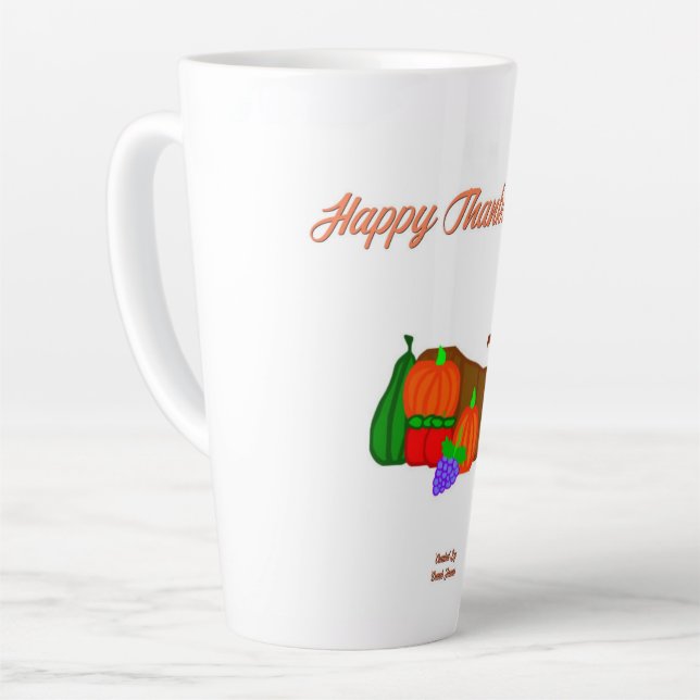 Erntedank Cornucopia Große Latte Tasse (Linke Ecke)