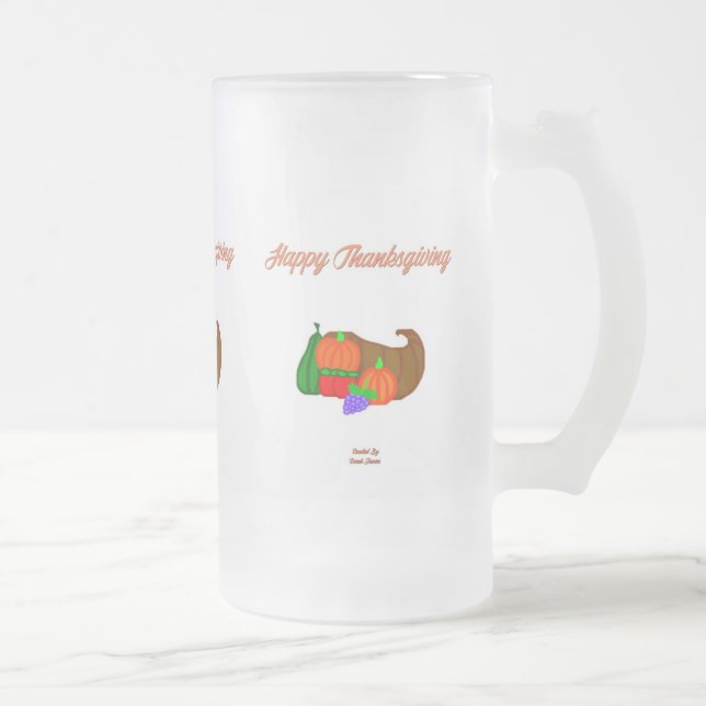 Erntedank Cornucopia Große Mattierte Tasse aus Gla (Rechts)