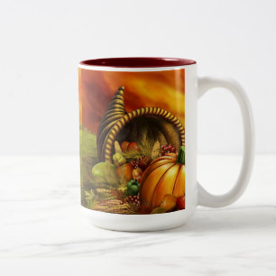 Erntedank Cornucopia-Kürbis Zweifarbige Tasse