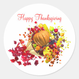 Erntedank Cornucopia Runder Aufkleber