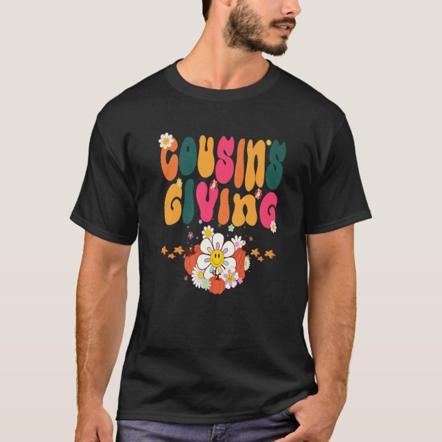Erntedank Cousin geben Niedlichen Groovy Pumpkin F T-Shirt (Vorderseite)