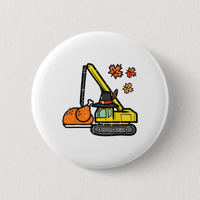Erntedank Crane Türkei Bau Herbstkugel Button (Vorderseite)
