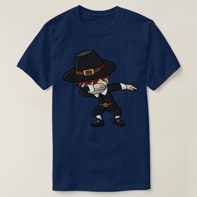 Erntedank Dabbing Pilgrim Dab Dance Boys Kinder T-Shirt (Design vorne)
