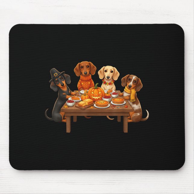 Erntedank Dachshund Hunde Abendessen Fest Herbst M Mousepad (Vorne)