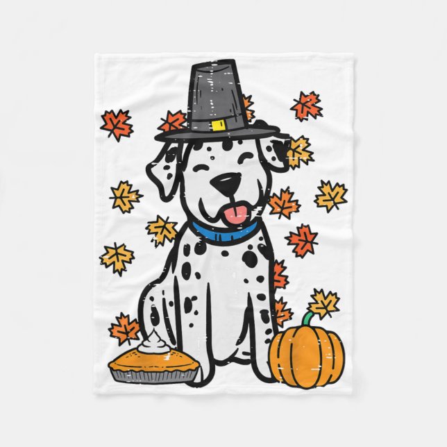 Erntedank Dalmatiner Niedlich Herbst Herbst Hunde  Fleecedecke (Vorderseite)