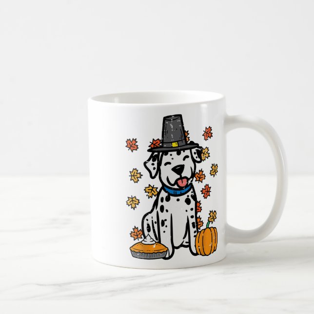Erntedank Dalmatiner Niedlich Herbst Herbst Hunde  Kaffeetasse (Rechts)