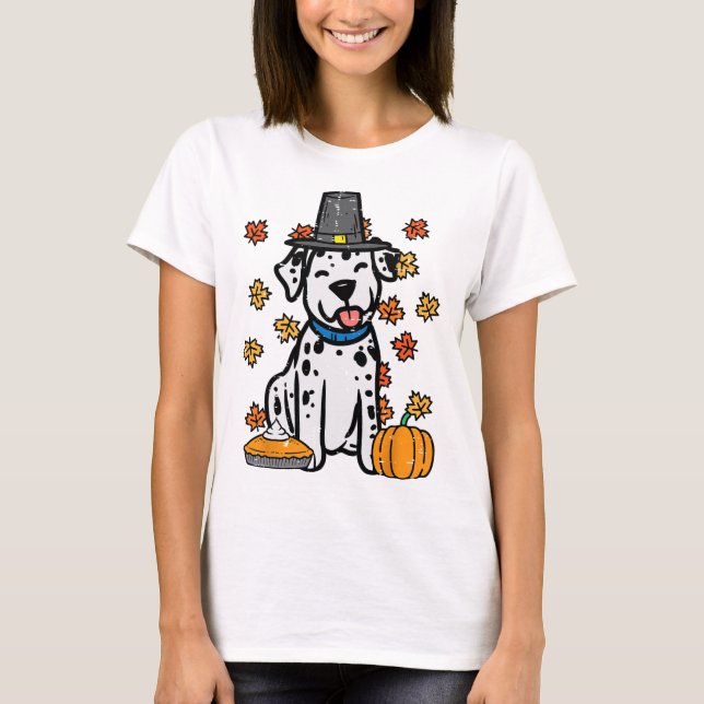 Erntedank Dalmatiner Niedlich Herbst Herbst Hunde  T-Shirt (Vorderseite)