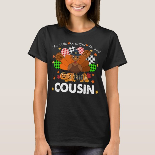 Erntedank Dankbarkeit dankbar, gesegnet Cousin T-Shirt (Vorderseite)