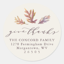 Erntedank danken Herbstlaub Adresse Runder Aufkleber