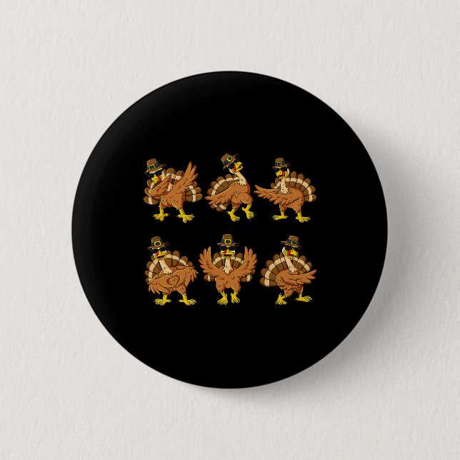 Erntedank Day Dancing Türkei Pilgrim Boys Girls Button (Vorderseite)