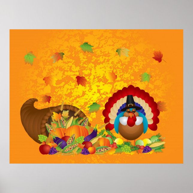 Erntedank Day Fall Bountiful Ernte Cornucopia Poster (Vorne)