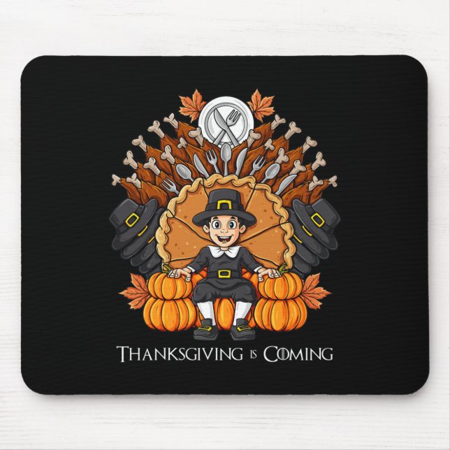Erntedank Day Pilgrim Throne Fun Boys Girls Kind Mousepad (Vorne)