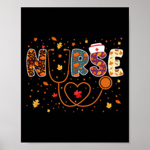 Erntedank Day Stethoscope Fall Nurse Co Poster