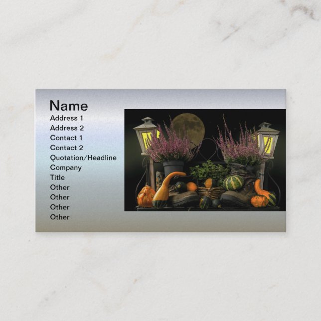 Erntedank Day Szene mit Bench und Fall Ernte Visitenkarte (Vorderseite)