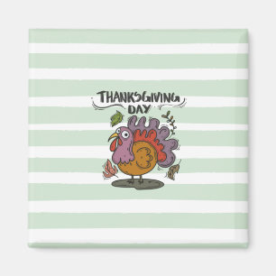 Erntedank Day Turkey Art - Klassischer Herbst Magnet
