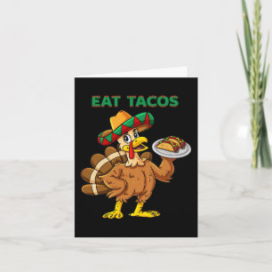 Erntedank Day Turkey Eat Tacos Mexican Sombrero Karte