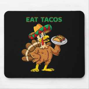 Erntedank Day Turkey Eat Tacos Mexican Sombrero Mousepad